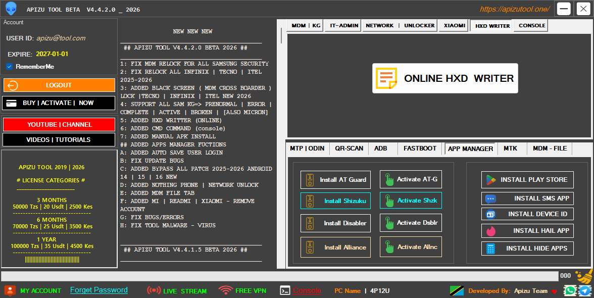 APIZU MDM TOOL PRO  Rent  V1